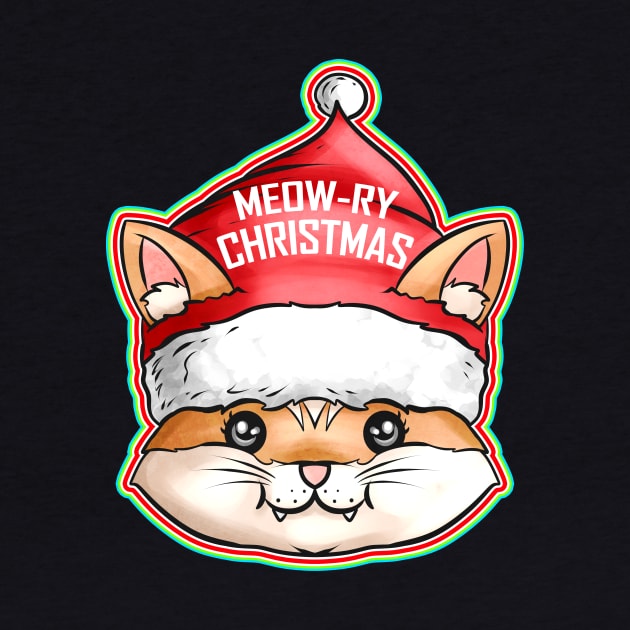 Kawaii Cat Santas Hat Meow-ry Christmas by SinBle